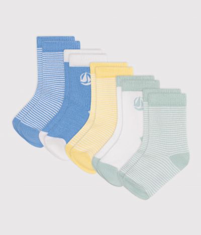 5 paires de chaussettes bébé en coton à rayures
