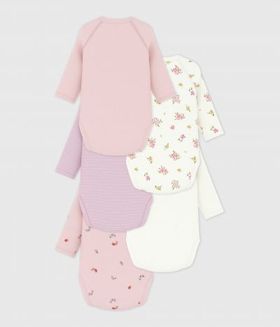 Lot de bodies croisés manches longues en coton imprimé bébé