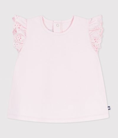 Tee-shirt bébé en coton à manches courtes, uni