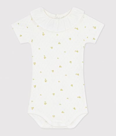 Body bébé en coton à col, imprimé fleurs