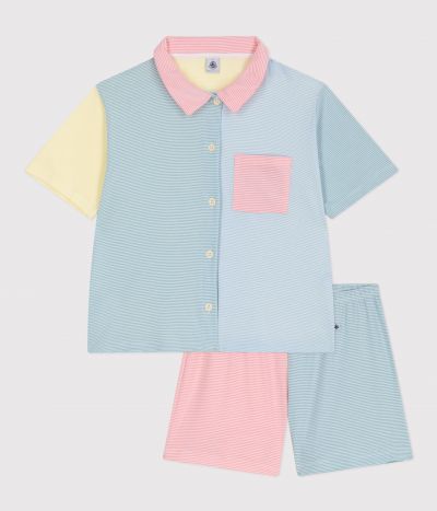 Pyjama short boutonné femme en coton à rayures