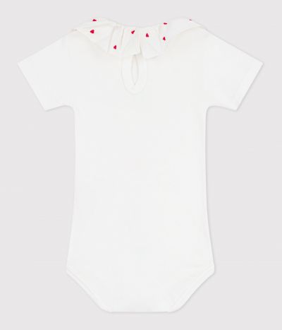 Body bébé en coton à col brodé, uni