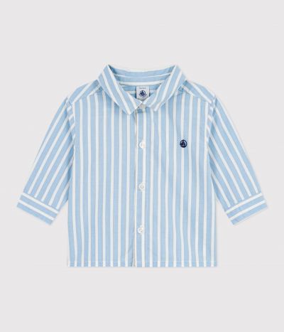 Chemise bébé en coton à manches longues, rayée