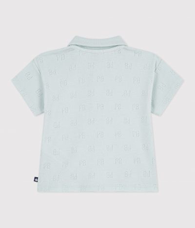 Polo bébé en coton ajouré à manches courtes à motifs