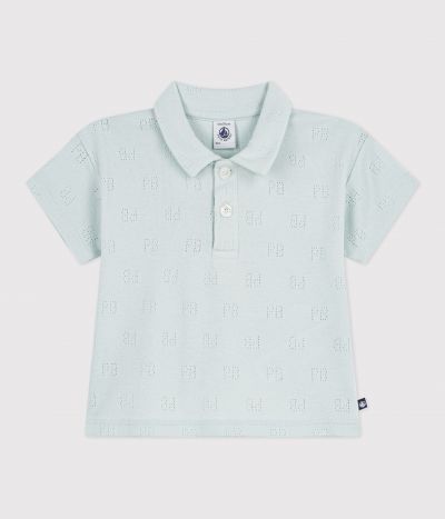Polo bébé en coton ajouré à manches courtes à motifs