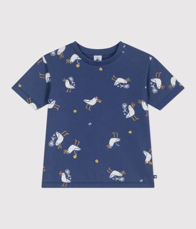 Tee-shirt enfant manches courtes en coton imprimé mouettes