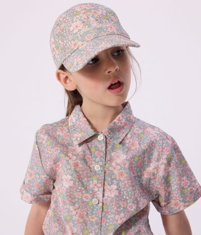 Casquette enfant en serge imprimé fleurs