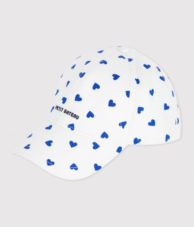 Casquette enfant en serge imprimé cœurs