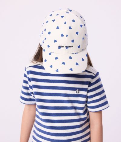Casquette enfant en serge imprimé cœurs