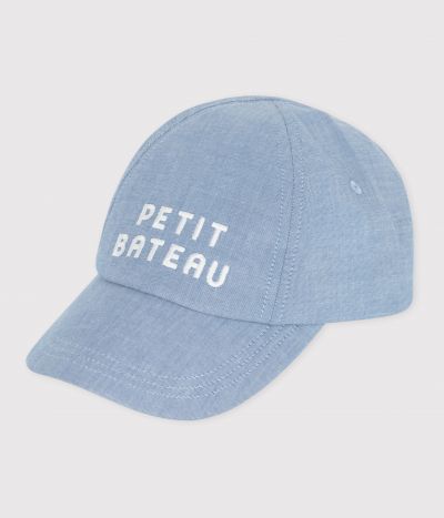 Casquette bébé en denim clair petit bateau