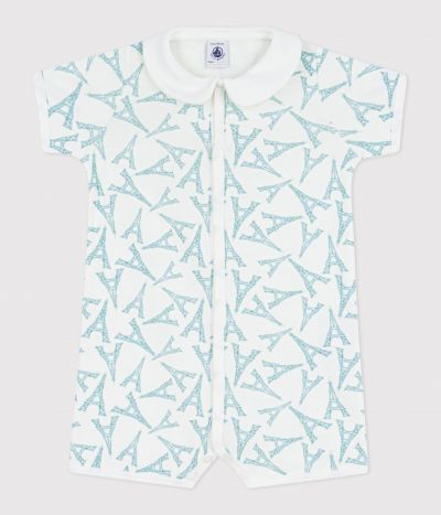 Combinaison courte bébé en coton à col imprimé Tour Eiffel