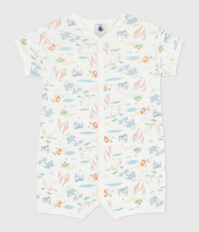 Combinaison courte bébé en coton imprimé animaux