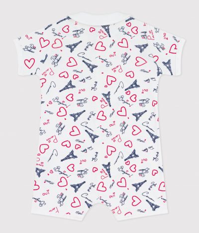 Combinaison courte bébé en coton à col imprimé Paris