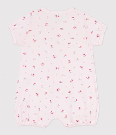Combinaison courte bébé en coton fleuri