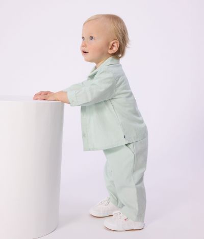 Pantalon bébé en coton/lin, uni