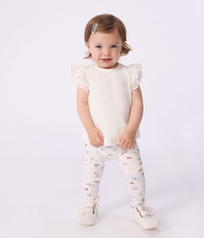 Legging bébé en coton, imprimé fleurs