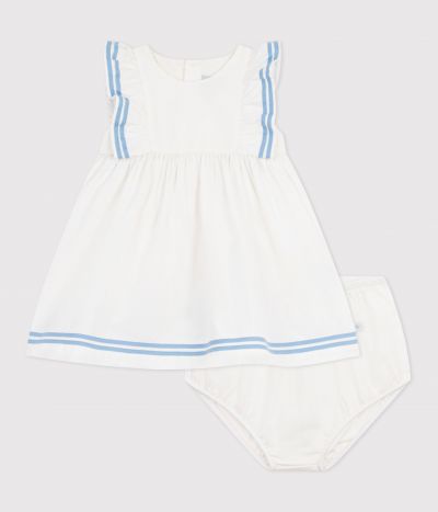 Robe bébé en coton sans manches unie et son bloomer