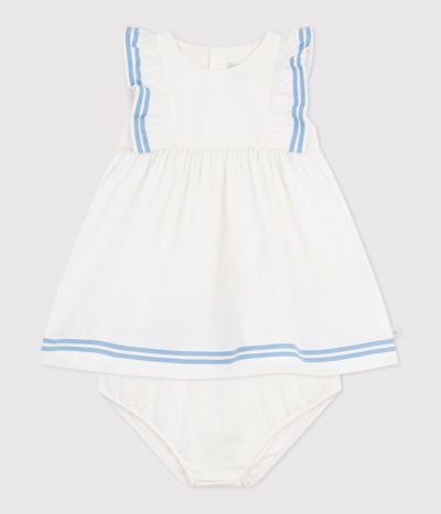 Robe bébé en coton sans manches unie et son bloomer