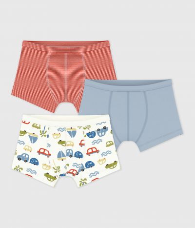 Lot de boxers enfant en coton à ceinture colletée imprimé