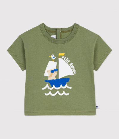 Tee-shirt bébé en coton à manches courtes, motif mouette