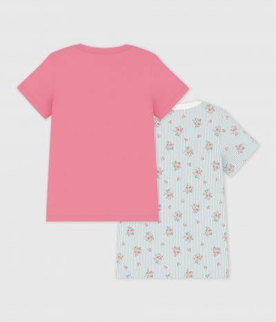 Lot de tee-shirts enfant en coton manches courtes imprimé fleuri