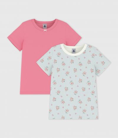 Lot de tee-shirts enfant en coton manches courtes imprimé fleuri