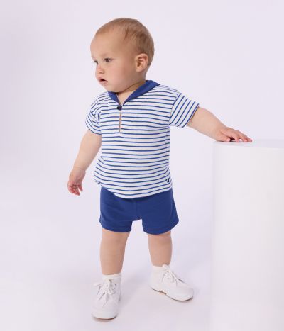 Ensemble bébé deux pièces en coton, tee-shirt col marin