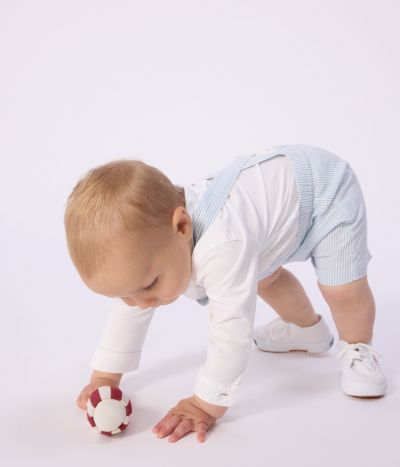 Salopette courte bébé en coton, rayée