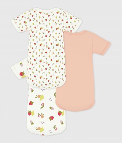 Lot de bodies manches courtes en coton imprimé fruits bébé