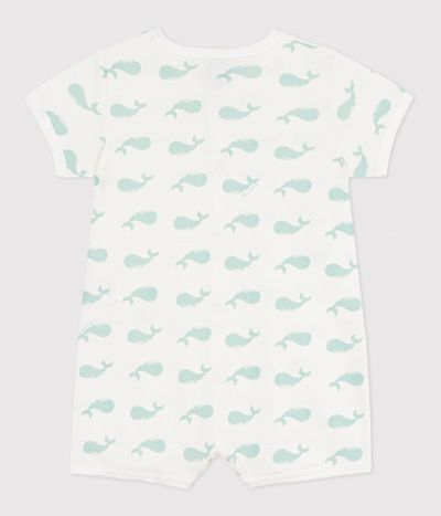 Combinaison courte bébé en coton imprimé baleine