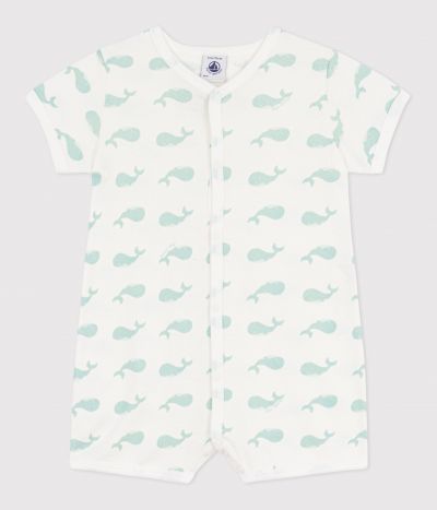 Combinaison courte bébé en coton imprimé baleine