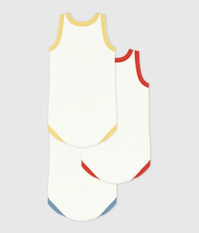 Lot de bodies sans manches en coton uni bébé