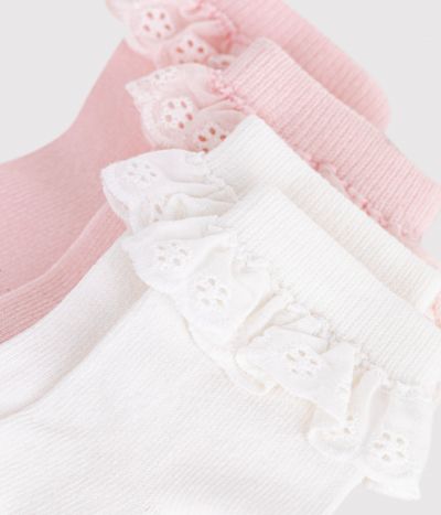 2 paires de chaussettes bébé en coton avec volants