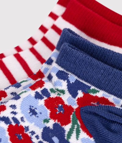 2 paires de chaussettes enfant fille en coton imprimé à fleurs