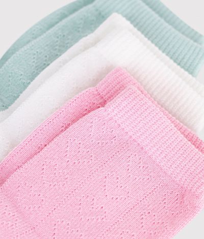 3 paires de chaussettes bébé en coton ajourés cœurs