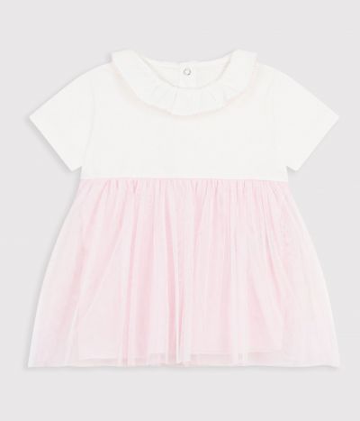 Robe bébé bi-matière manches courtes