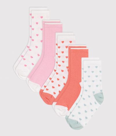 5 paires de chaussettes enfant fille en coton imprimé à fleurs