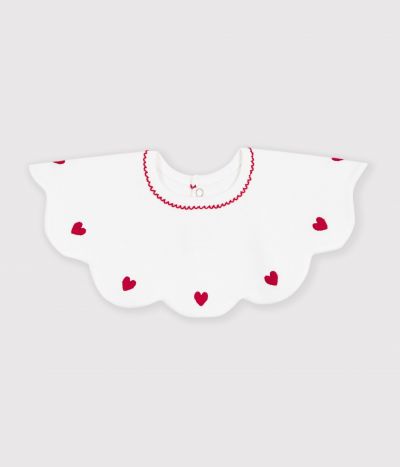 Bavoir bébé en coton avec cœurs brodés