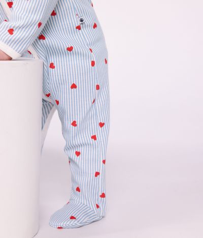 Pyjama bébé en coton avec col, imprimé cœurs