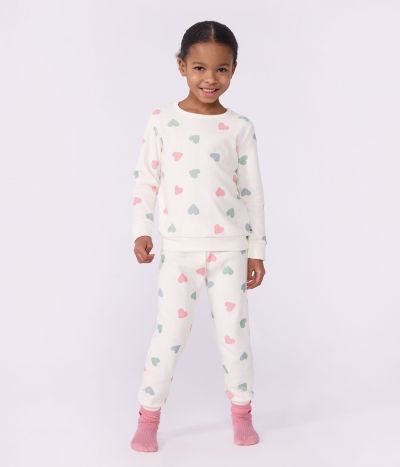 Pyjama enfant en coton éponge à cœurs