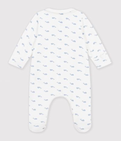 Pyjama bébé en velours avec col imprimé baleine