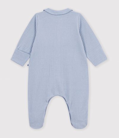 Pyjama bébé en velours avec col uni