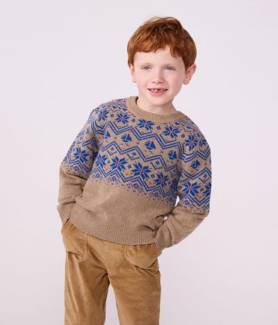 Pull jacquard enfant en laine et coton