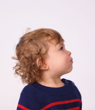 Pull marin bébé en laine et coton à rayures