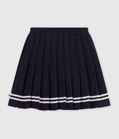 Jupe plissée courte enfant en maille de coton unie