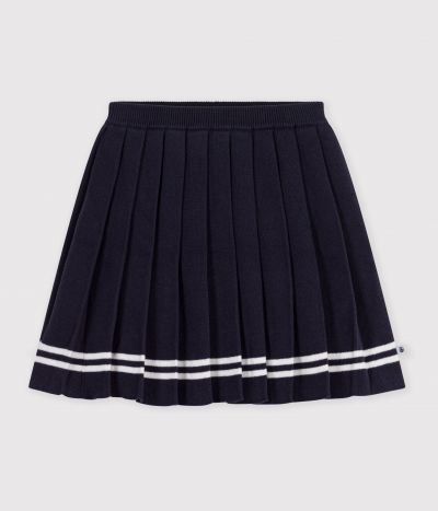 Jupe plissée courte enfant en maille de coton unie