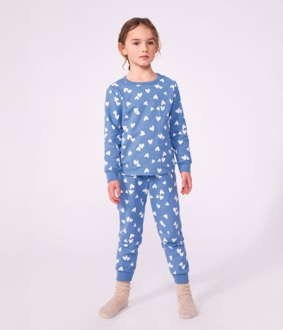 Pyjama enfant en molleton à cœurs