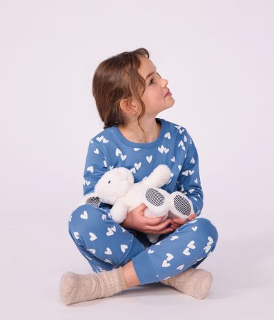 Pyjama enfant en molleton à cœurs
