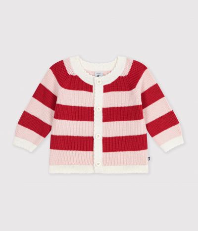 Cardigan bébé en coton à rayures