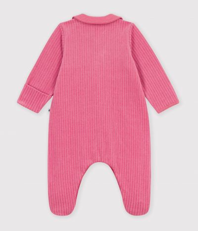 Pyjama bébé en velours avec col uni